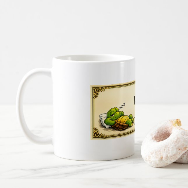 lazy turtle diploma coffee mug (With Donut)