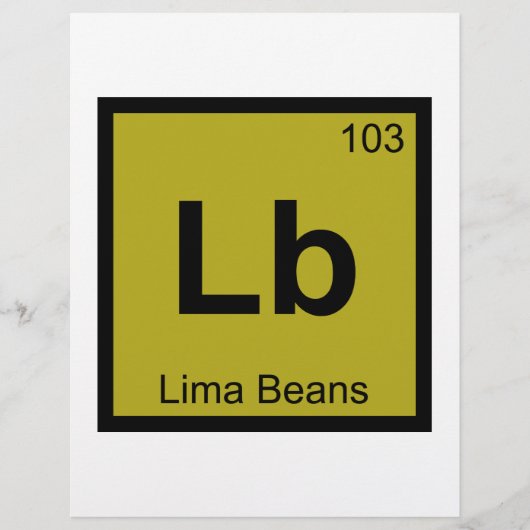 Lb - Lima Beans Chemistry Periodic Table Symbol (Front)