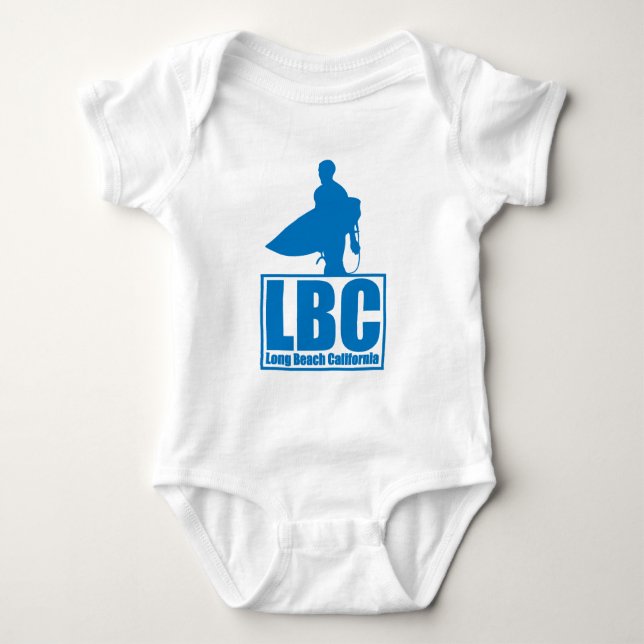LBC - Long Beach California - Surf - Blue Baby Bodysuit (Front)