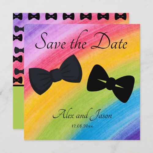 LBGT Modern Rainbow Black Save the Date Wedding