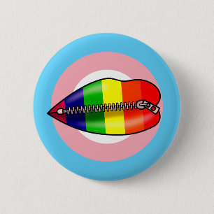 LBGTQ Lips Shut In Silence Button