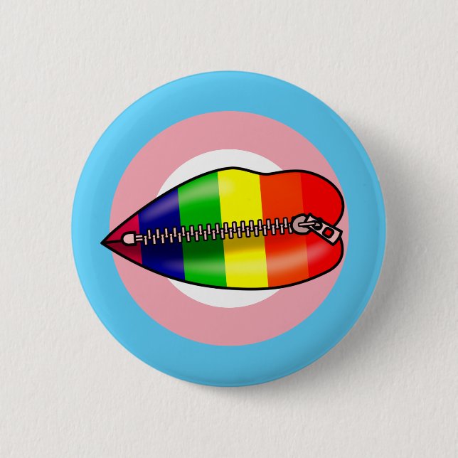 LBGTQ Lips Shut In Silence Button (Front)
