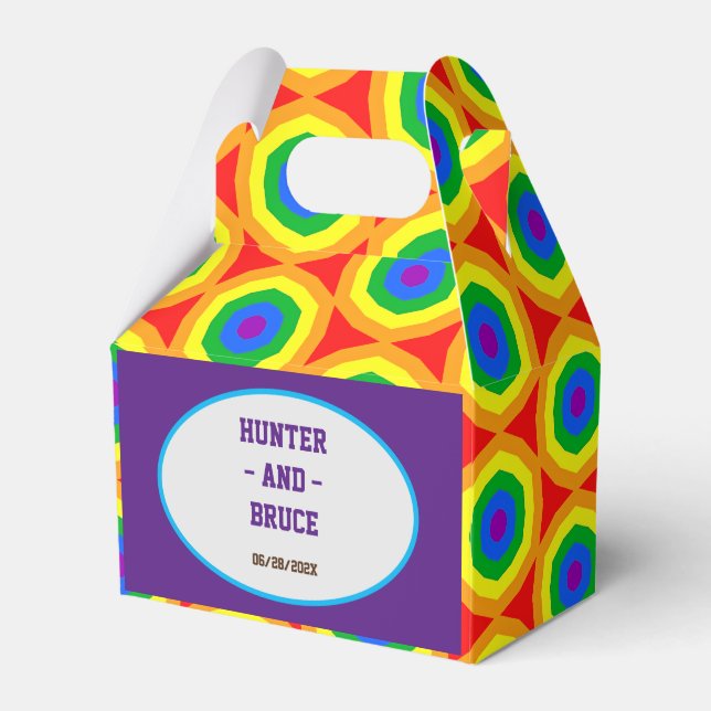 LBGTQA+ Rainbow Circle Design Favor Boxes (Front Side)