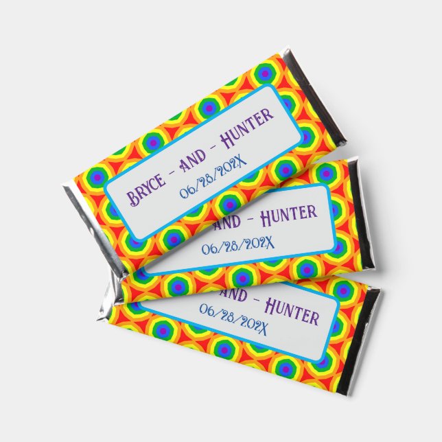 LBGTQA+ Rainbow Circle Design Hershey Bar Favors (Front)