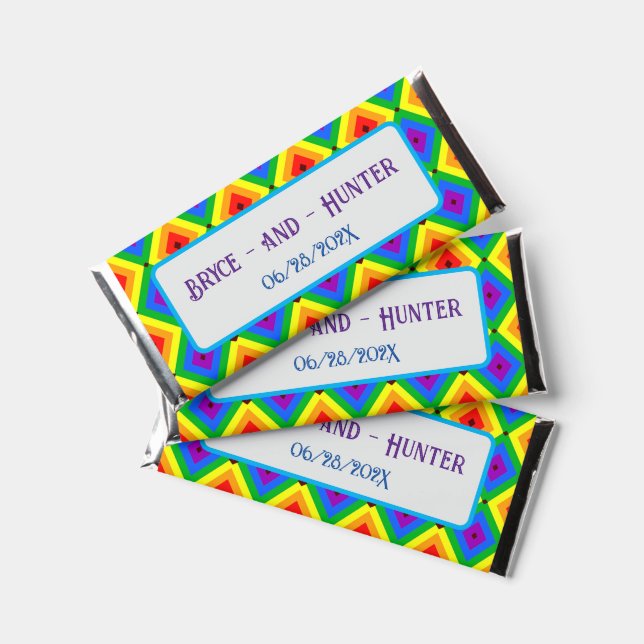 LBGTQA+ Rainbow pride Hershey Bar Favors (Front)