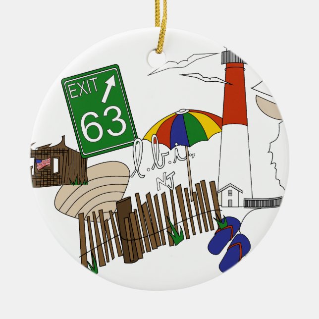 LBI Love Primary Color Collage Ceramic Ornament (Front)