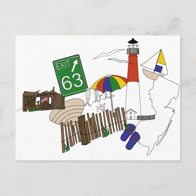 LBI Love Primary Color Collage Postcard (Front)