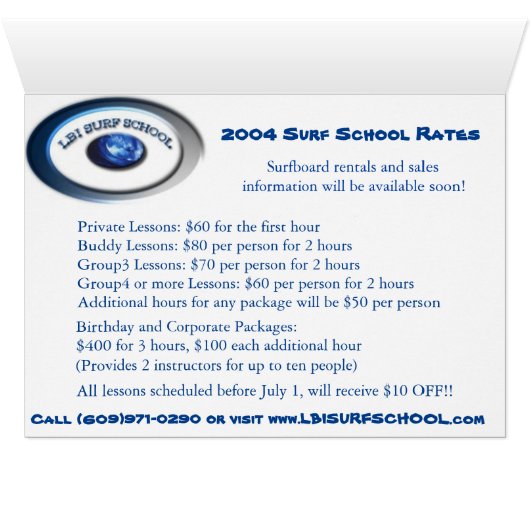 LBI Surf School card (Inside Horizontal (Bottom))