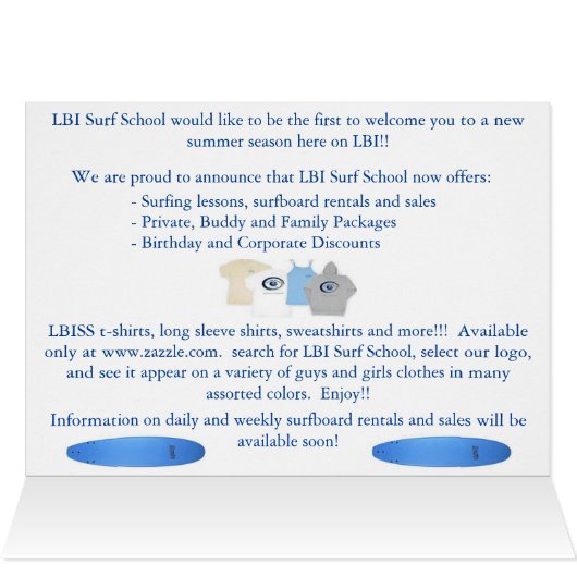 LBI Surf School card (Inside Horizontal (Top))