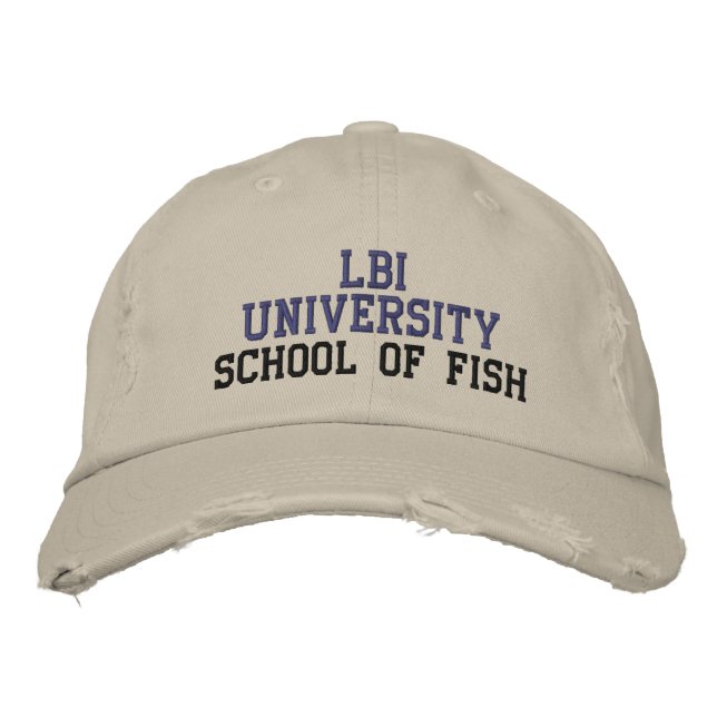 LBI UNIVERSITY SCHOOL OF FISH EMBROIDERED BASEBALL CAP (Front)
