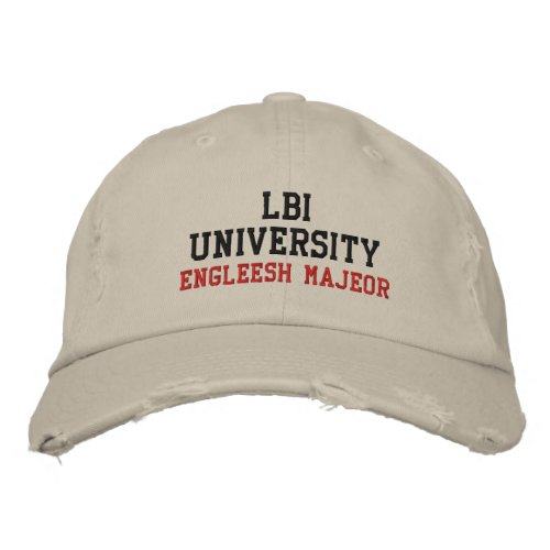 LBI UNIVERSITY TM ENGLEESH MAJEOR EMBROIDERED BASEBALL CAP