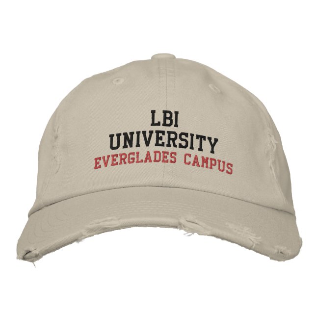 LBI UNIVERSITY (TM) EVERGLADES CAMPUS EMBROIDERED BASEBALL CAP (Front)