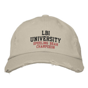 LBI UNIVERSITY (TM) SPEELING BEAH CHAMPEEON EMBROIDERED BASEBALL CAP