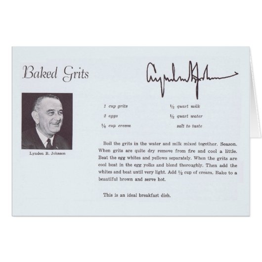 LBJ Baked Grits Recipe Cards (Front Horizontal)