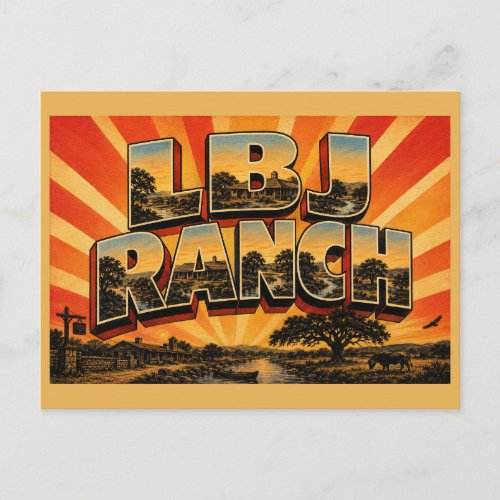 LBJ Ranch TX River Live Oak Savanna Art Postcard