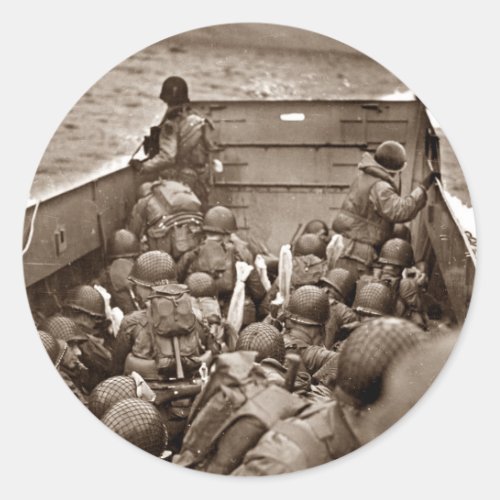 LCI and Soldiers Omaha Beachhead Classic Round Sticker