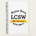 LCSW Licensed Clinical Social Worker Personalized Planner<br><div class="desc">Personalize this festive notebook planner with a name and year to congratulate a social worker on obtaining their license! Easily edit the text with your customizations.</div>