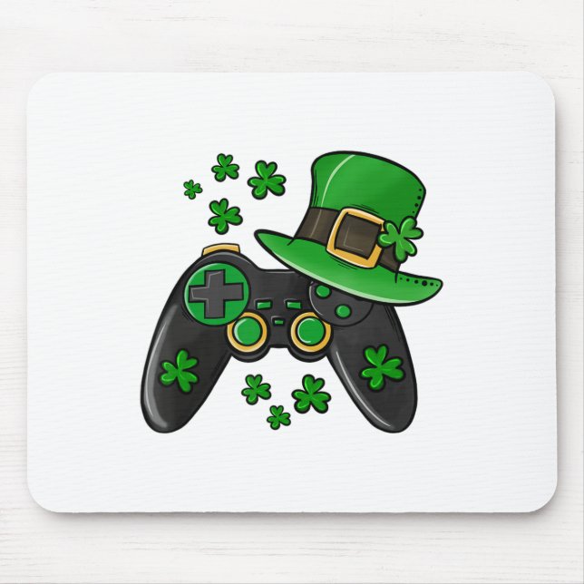 Lcuky charm shamrock video game console happy PAtr Mouse Pad (Front)
