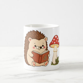 lCute Hedgehog Reading Mushroom Lamp Mug