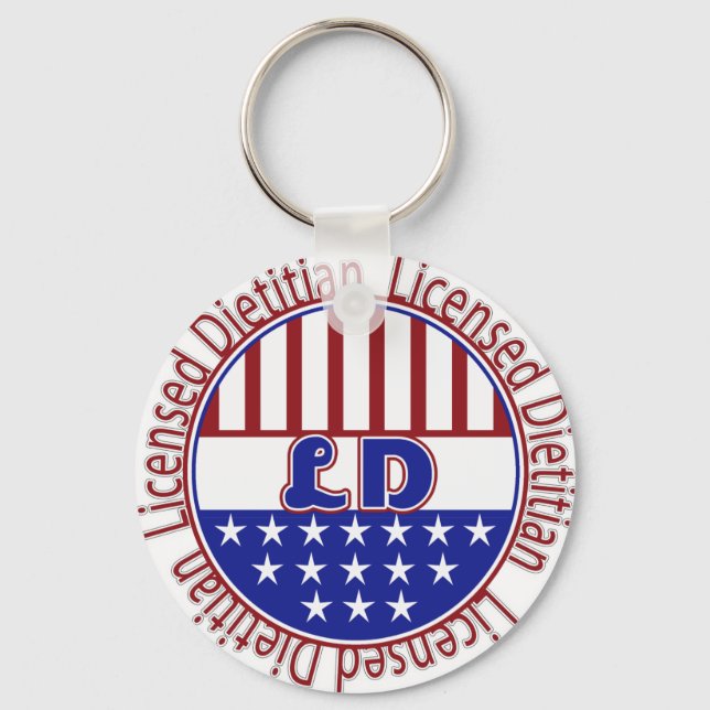 LD  Licensed Dietitian PATRIOTIC Keychain (Front)