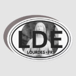 “LDE Lourdes • FR” Car Magnet–Euro Oval Style Car Magnet
