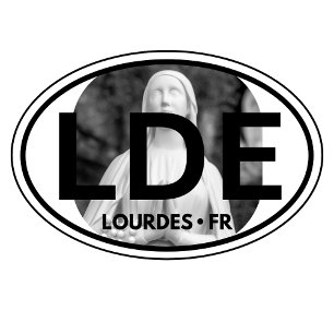 “LDE Lourdes • FR” Car Magnet–Euro Oval Style Magnet