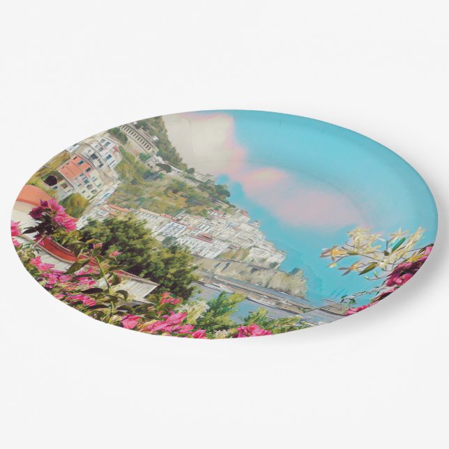 ldp AMALFI - panorama - Amalfi coast - Paper Plates (Angled)