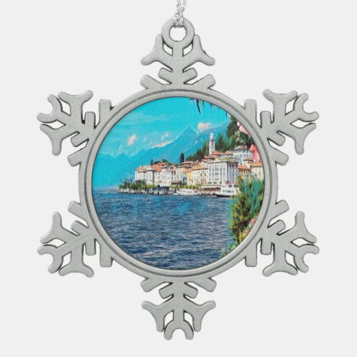 ldp BELLAGIO _ Lake Como _ Snowflake Pewter Christmas Ornament