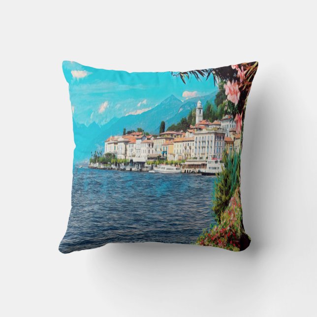 View of Bellagio - Lake Como, Italy Throw Pillow