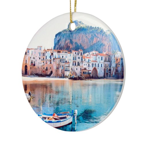 ldp CEFALÙ - Sicily - beach - panorama Ceramic Ornament