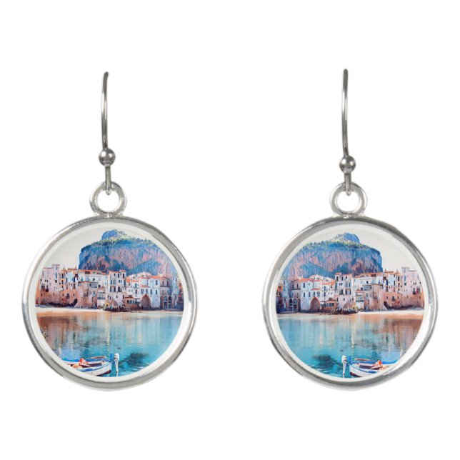 ldp CEFALÙ - Sicily - beach - panorama Earrings (Front)