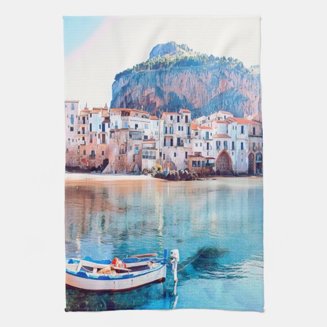 ldp CEFALÙ - Sicily - beach - panorama Kitchen Towel (Vertical)