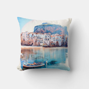 ldp CEFALÙ - Sicily - beach - panorama Throw Pillow