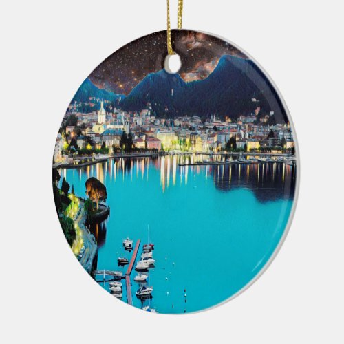 ldp COMO _ Lake _ Panorama Ceramic Ornament