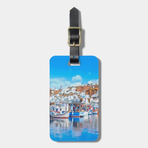 ldp MYKONOS _ fishing boats _ harbor _ panorama Luggage Tag
