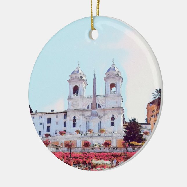 ldp PIAZZA DI SPAGNA - Rome - with flowers - Ceramic Ornament (Left)