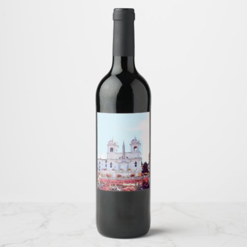 ldp PIAZZA DI SPAGNA _ Rome _ with flowers _ Wine Label