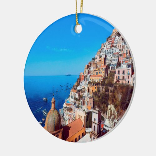 ldp POSITANO _ Amalfi Coast _ Panorama Ceramic Ornament