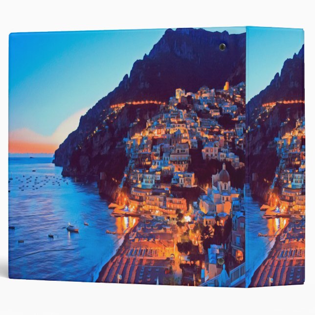 ldp POSITANO Amalfi Coast - sunset taken by Hotel 3 Ring Binder (Back/Spine)