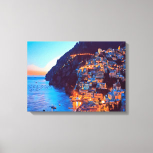 ldp POSITANO Amalfi Coast - sunset taken by Hotel Canvas Print