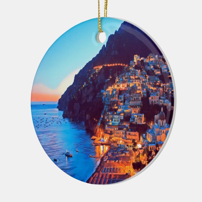 ldp POSITANO Amalfi Coast - sunset taken by Hotel Ceramic Ornament (Left)