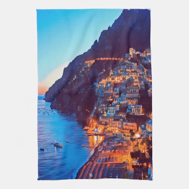 ldp POSITANO Amalfi Coast - sunset taken by Hotel Kitchen Towel (Vertical)