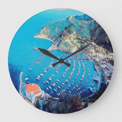 ldp SANTA CATALINA Island _ California _ harbor Large Clock