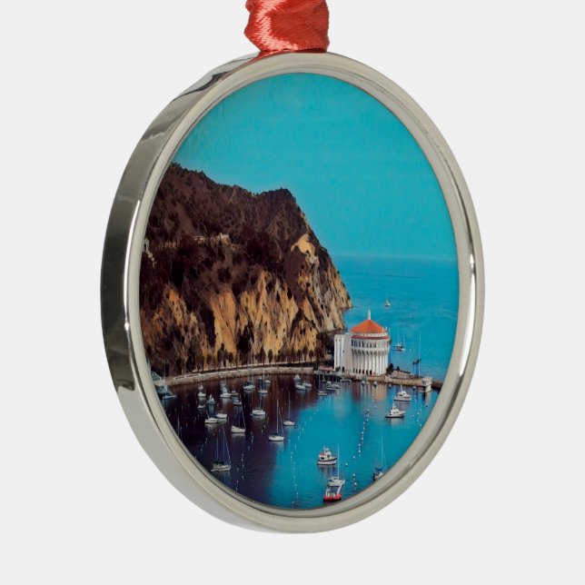 ldp SANTA CATALINA ISLAND - harbour - Metal Ornament (Right)