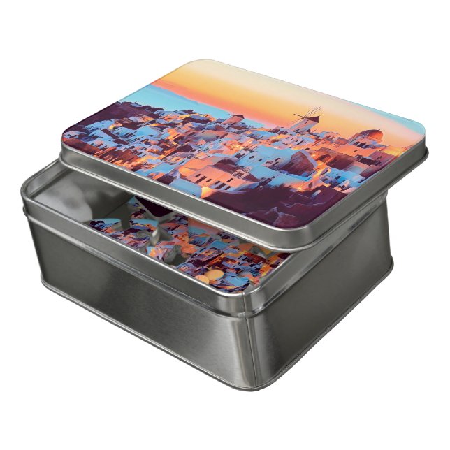 ldp SANTORINI - panorama - by nigth - Jigsaw Puzzle (Lid Open)