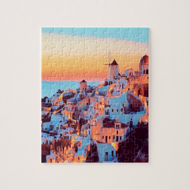 ldp SANTORINI - panorama - by nigth - Jigsaw Puzzle (Vertical)