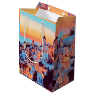 ldp SANTORINI - panorama - by nigth - Medium Gift Bag