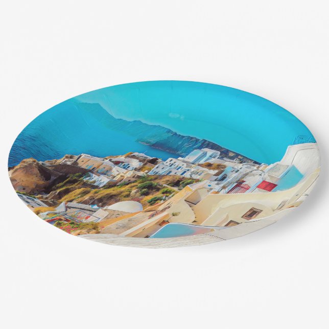 ldp SANTORINI - panorama - Paper Plates (Angled)