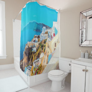 ldp SANTORINI - panorama - Shower Curtain