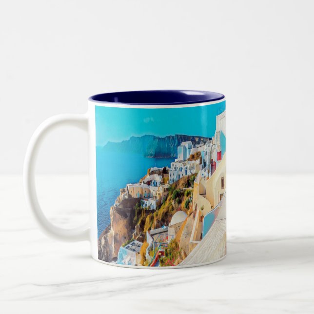 ldp SANTORINI - panorama - Two-Tone Coffee Mug (Left)